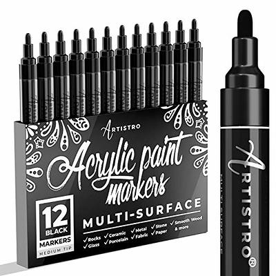 ARTISTRO Paint Pens for Rock Painting, Stone, Ceramic, Glass, Wood, Tire,  Fabric, Metal, Canvas. Set of 12 Markers for Acrylic Painting, Water-based,  Medium Tip (Black) - Yahoo Shopping