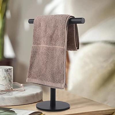 NearMoon Hand Towel Holder with Balanced Marble Base, 304 Stainless Steel Stand  Towel Ring L Shape