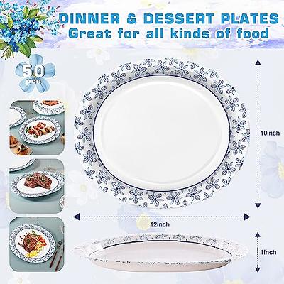 Tioncy 50 Pcs Snowman Christmas Plates Christmas Disposable Oval Paper  Plates 10'' x 12'' Disposable Dinner Plates Christmas Gifts Bulk Disposable