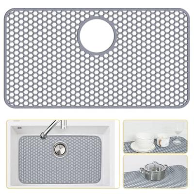 Silicone 28 x 15 Sink Protector, Kitchen Sink Mat, Heat Resistant Silicone  Sink Mat, Sink Mat for Bottom of Kitchen Sink, Non-Slip Kitchen Mat with  Drain Hole, Gray - Yahoo Shopping