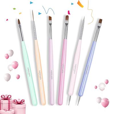 Ycyan 3Pcs Nail Art Brush Set Rhinestone Handle Gel Polish Nail Art Design  Brushes, Nail Art Liner Brushes 7&15 mm and Nail Drawing Brush for Salon  and Home DIY Manicure (Pink) 