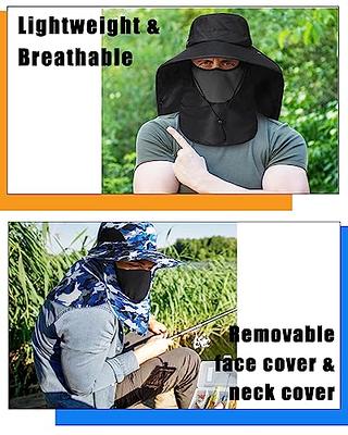 Wide Brim Detachable Face Cover Men Fishing Cap Neck Flap Uv