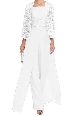  Women's 3PC Lace Pants Suits Mother of Bride Dressy Elegant  Sets Wedding Formal Outfit Black : Clothing, Shoes & Jewelry
