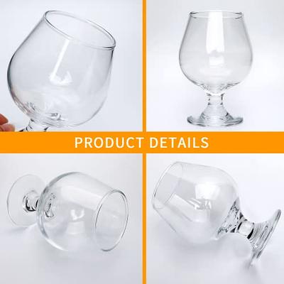 Set of 4 Brandy Snifter Glasses for Whiskey, Short Stem Wine Glass