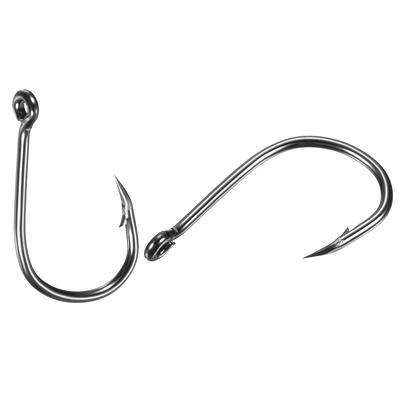 100Pcs 8/0# Fishing Circle Hooks Carbon Steel Offset Hooks w Barbs