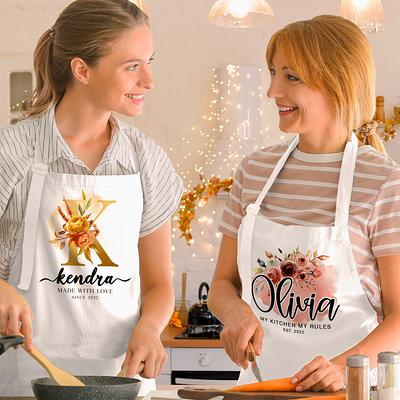 Customized Apron Floral Baking With Love Personalized Aprons Chef Gifts  Grilling Apron For Baking Cooking For