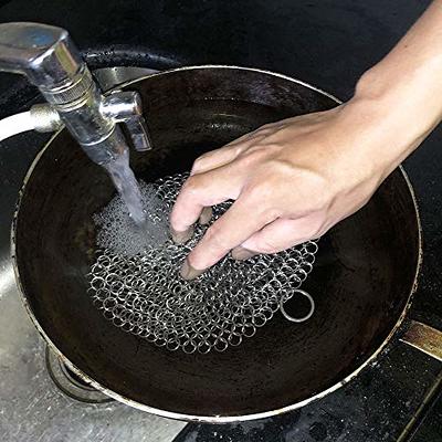 Cast Iron Skillet Cleaner, 316 Stainless Steel Chainmail Scrubber