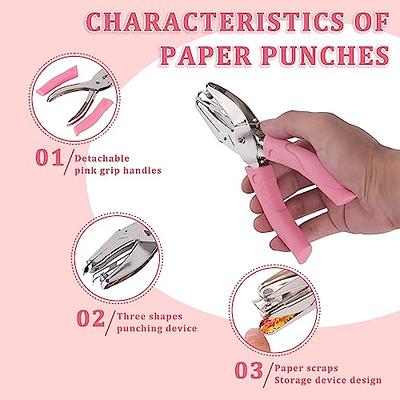 3 Pieces Handheld Hole Puncher Single Hole Punch Paper Punch Hole Puncher Shape with Soft Handle and 1/4 inch Star Shaped Heart Shaped Circle Shaped