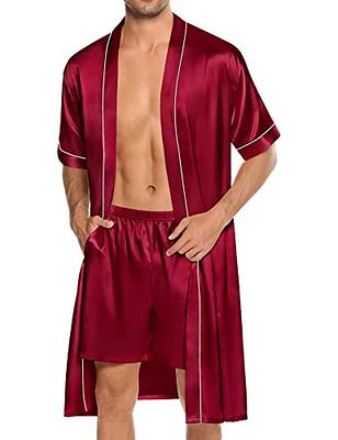 2PCS Men's Silk Shorts Pajamas Satin Pants Thick Silk Sleepwear Summer Male  Pajama Pants Soft Nightwear Satin Sleeping Shorts