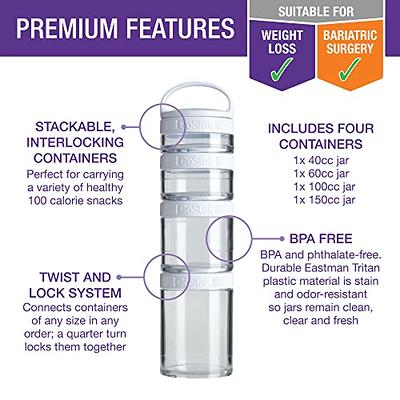 4 Compartment Twist Lock, Stackable, Leak-Proof, Food Storage, Snack Jars & Portion Control Lunch Box by BariatricPal - Variety Pack