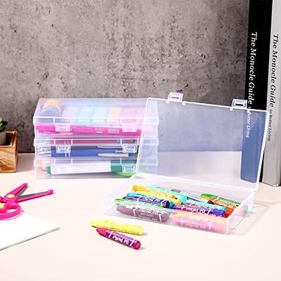 Sooez 6 Pack Pencil Box, School Box, Hard Pencil Boxes for School Supplies  Bulk, Large Plastic Pencil Case with Lid, Clear Pencil Container, Stackable