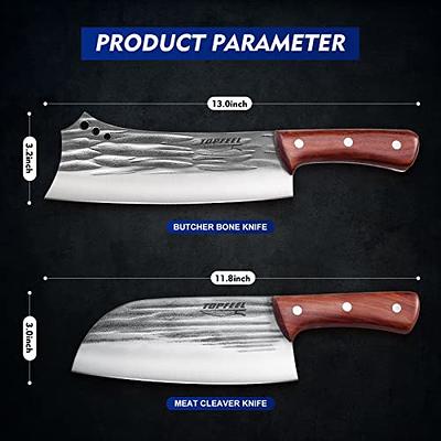 Topfeel 2 pcs Meat Cleaver & Heavy Duty Bone Chopper Knife Set