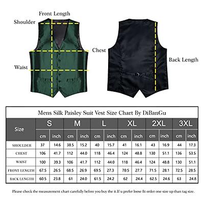 Men's Green Solid Silk Waistcoat Vest with Lapel Pin