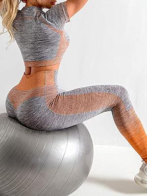 JOYMODE Women's Workout Sets 2 Piece High Waist Seamless Legging Crop Top  Yoga Outfit, C-orange, Large - Yahoo Shopping