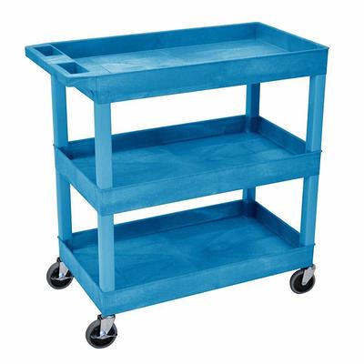 YIYIBYUS 3-Shelf Iron Frame Wood 4-Wheeled Under Desk Printer