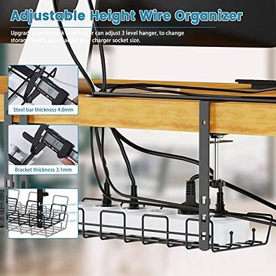 Under Desk Cable Management Tray, No Drill, Steel Desk Cable
