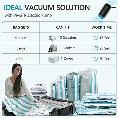Vacuum Storage Bags with Electric Air Pump,10 Pack(3 Jumbo,3 Large,4 Medium)Vacuum  Sealer Bags Space Saver Bag for Clothes, Blanket, Duvets, Pillows,  Comforters, Travel