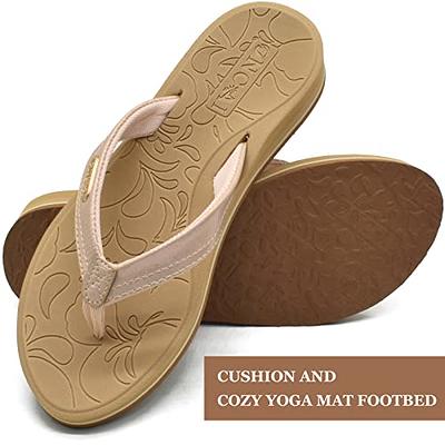 Women's Platform Flip Flop with Arch Support Casual Comfortable Wedge Flip- Flops Summer Beach Sandals Thong Slippers, Beige, 5 Narrow : :  Clothing, Shoes & Accessories