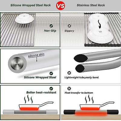  Roll Up Dish Drying Rack, Silicone Wrapped Over The