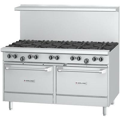 Cooking Performance Group S60-G48-N Natural Gas 2 Burner 60 Range with 48  Griddle and 2 Standard Ovens - 200,000 BTU