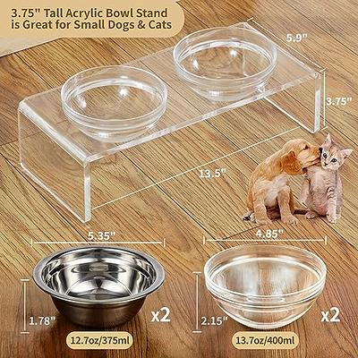 Raised Pet Bowls for Cats and Dogs with 2 Stainless Steel Bowls