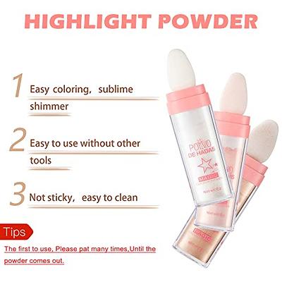 Highlighter Powder Stick, Polvo de Hadas Body Glitter Highlighter Makeup, Face High Gloss Sparkle Loose Highlight Powder, Brightens Makeup Stick for