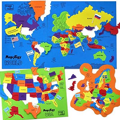 Imagimake Mapology United States & World Map Puzzle with Flags, Countries &  Capitals