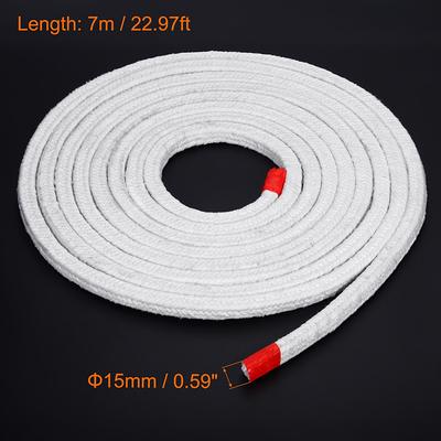 22.97ft x 0.59 inch Ceramic Fiber Rope Square Braided Rope Gasket