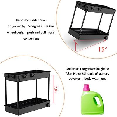 Ulruo 2 Pack Double Pull Out Under Sink Organizers, 2 Tier Multi Purpose Under  Cabinet Organizer with Hooks & Hanging Cups, Under Sink Shelf Organizer for  Kitchen Bathroom, Black - Yahoo Shopping