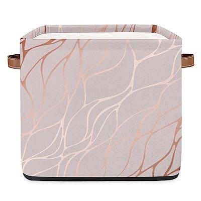 Marble Texture Cube Storage Baskets Fabric Rose Gold Marble