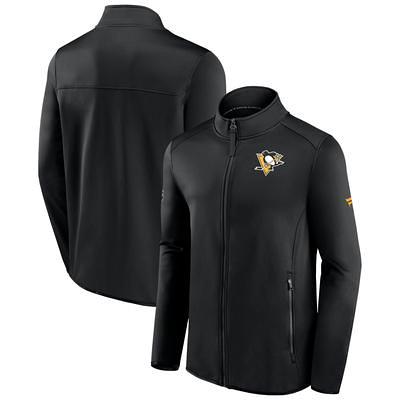 Men's NFL Pro Line by Fanatics Branded Black/White Pittsburgh Steelers Reversible Fleece Full-Snap Jacket with Faux Leather Sleeves