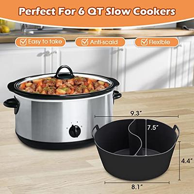 Silicone Slow Cooker Liner Fits Crock-pot 6 Quart Oval Slow Cooker,Reusable  BPA-free Leak-proof 2-in-1 Slow Cooker Accessories with Handle and