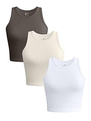 OQQ Women's 3 Piece Tank Shirt Ribbed Seamless Yoga Workout