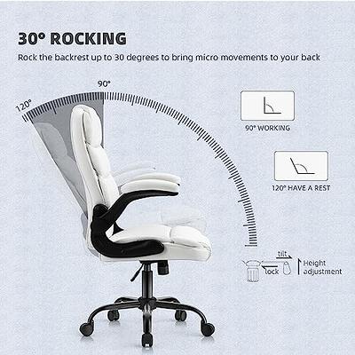 SEATZONE High Back Fabric Home Office Chair with Swivel, Executive Computer  Desk Adjustable Tilt and Flip-up Armrest, Comfy Thick Padding Ergonomic