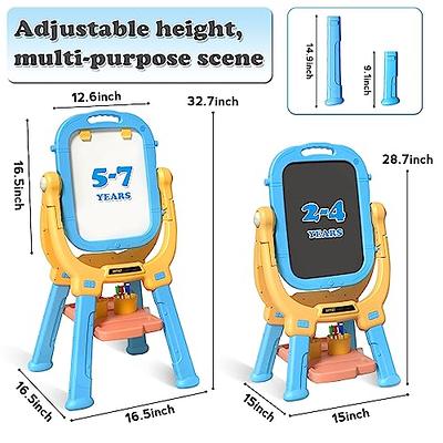 Easel for Kids, Weudear Kids Easel Double Sided Wooden Easel Standing, 4 in  1 White Board & Magnetic Drawing Board & Tabletop Easel, Art Easel for