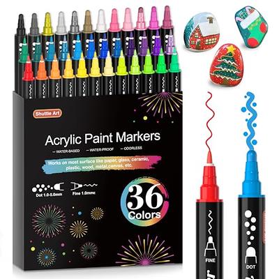 24 Colors Dual Tip Acrylic Paint Pens Paint Markers, With Fine Tip Medium  Tip, Paint Pens For Rock Painting, Ceramic, Wood, Fabric, Plastic, Canvas,  Glass, Mugs, Diy Crafts Making Art Supplies - Temu