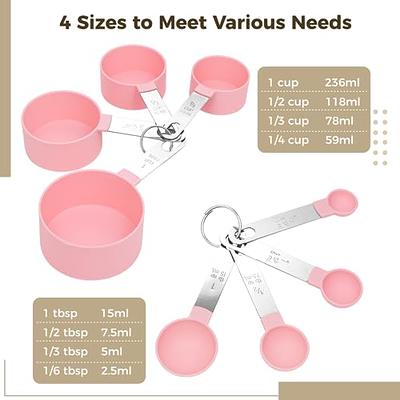 Measuring Cups and Spoons Set of 8 Nestable Plastic Ingredient Measuring  Tools with Stainless Steel Handles for Baking, 1, 1/2, 1/3, 1/4 Cup  Measuring Cups, 1, 1/2, 1/3, 1/6 Tbsp Measuring Spoons - Yahoo Shopping