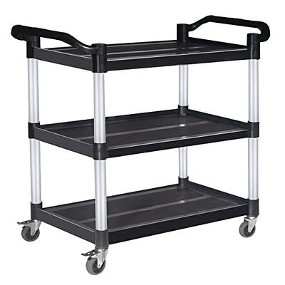 3-Tier Metal Rolling Utility Cart, Heavy Duty Craft Cart with Wheels and  Handle, Black