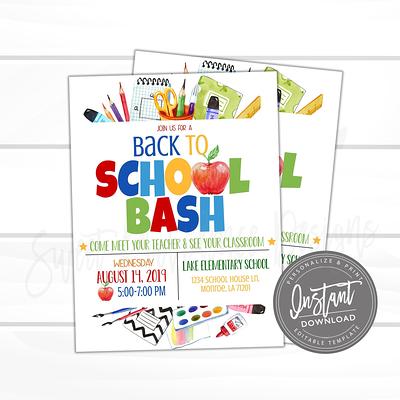 Editable Back To School Bash Open House Flyer Pto Pta Flyer Template Daycare Invite Instant Access Edit Now Yahoo Shopping