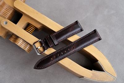 Ostrich leather watch straps/ Cognac color/ handmade to order in Finland