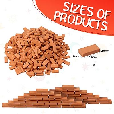  Civaner 1/35 Scale 200 PCS Mini Bricks Tiny Bricks for  Landscaping Red Miniature Bricks Model Brick Wall Small Bricks for Crafts  Realistic Fake Bricks Mini Blocks for Dollhouse Garden (200+-10Pcs 