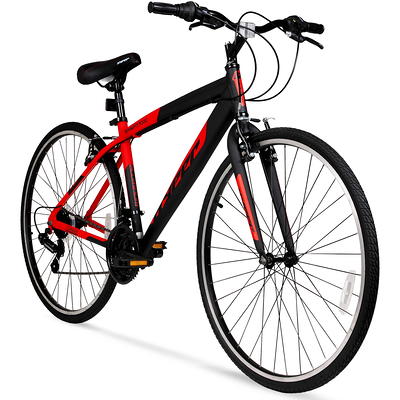 Hyper Bicycle 700c Men s Spin Fit Hybrid Bike Black and Red