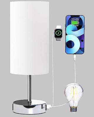 Acaxin Mini Lamps for Bedrooms Set of 2 - Bedside Nightstand Bedroom Lamps with USB C Port and AC Outlet Charging, 3 Way Dimmable Touc