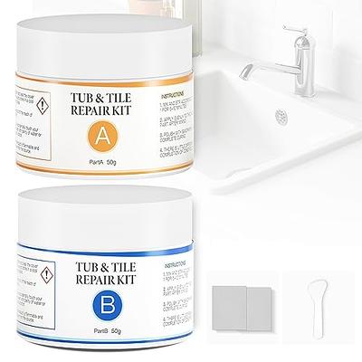 Tub Repair Kit White for Acrylic, Porcelain, Enamel & Fiberglass Tub Repair Kit for Sink, Shower & Countertop,Bathtub Refinishing Kit for Cracked