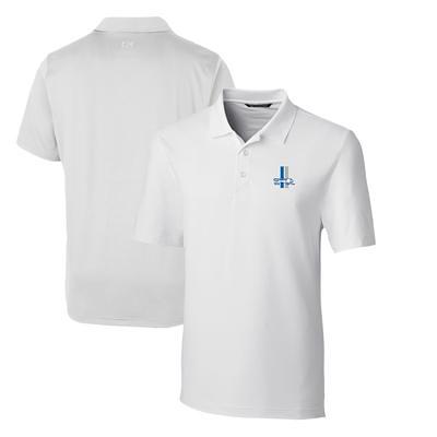 Men's Cutter & Buck Silver Detroit Lions Helmet Forge Tonal Stripe Stretch Polo Size: Medium