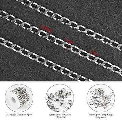 65 Feet Silver Chain Stainless Steel Chain for Jewelry Making with 40 Sets  Lobster Clasps Link Jump Rings Easy Making Necklace Bulk Chain Roll