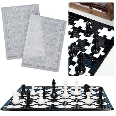 Olive Wood Epoxy Double-side Resin Chess Board Game Set 