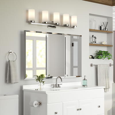 White Bathroom Storage Linen Tower with Mix of 6 Open and Concealed Shelves,  Mainstays 