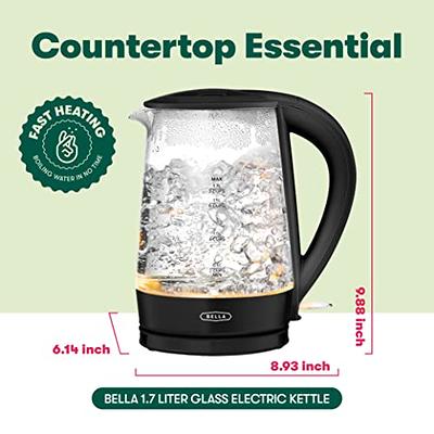 BELLA 1.7 Liter Glass Electric Kettle, quickly boil 7 cups of water in 6-7  min