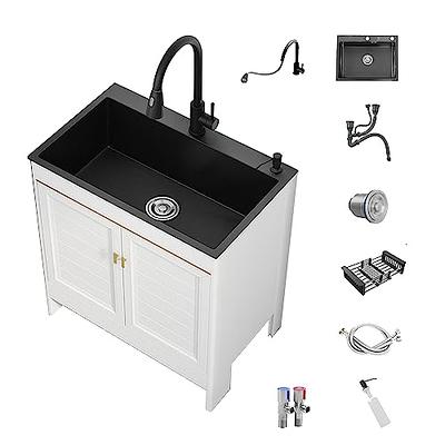 Stainless Steel Utility Kitchen Sink with Cabinet,Outdoor Sink  Station,Single/Double Bowl Kitchen Sink Cabinet,Laundry Sink with  Cabinet,with Pull-Out